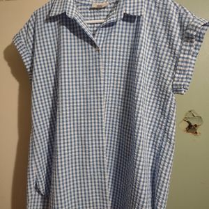 Loft Gingham short sleeve button front size medium shirt